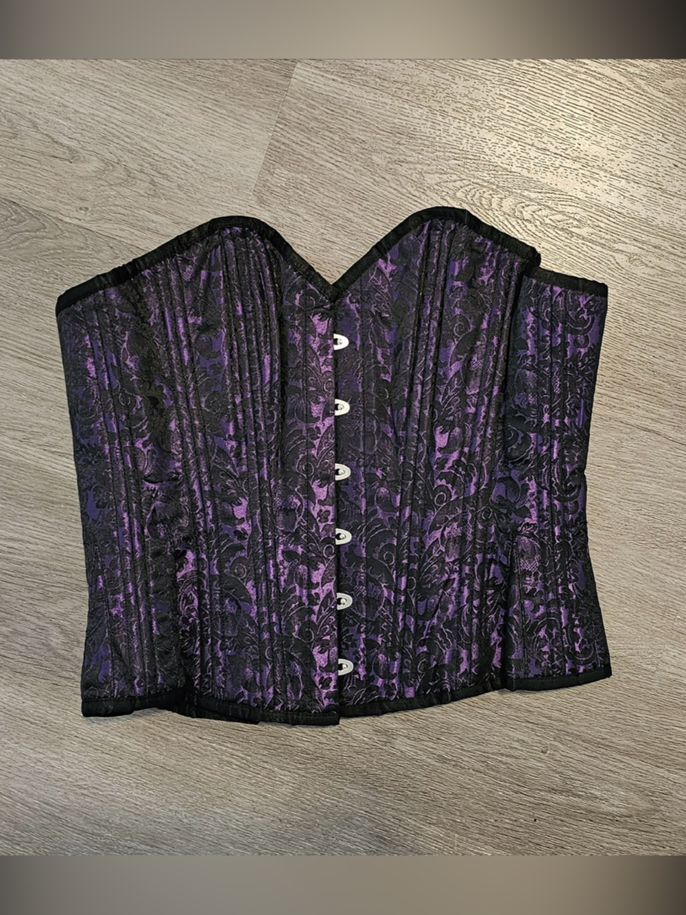 Beautiful Purple and Black Lace Brocade Corset Top with backing Top